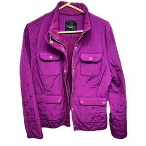 Talbots Quilted Jacket Womens Size Large Snap Zip Purple